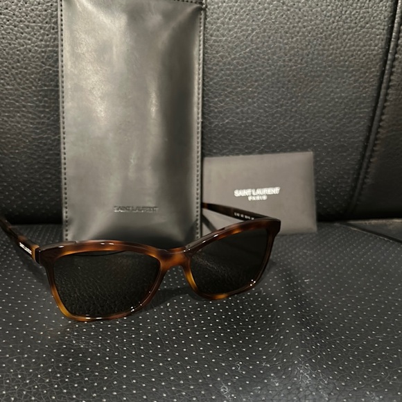 Saint Laurent Brown Tortoise Sunglasses - Picture 1 of 8
